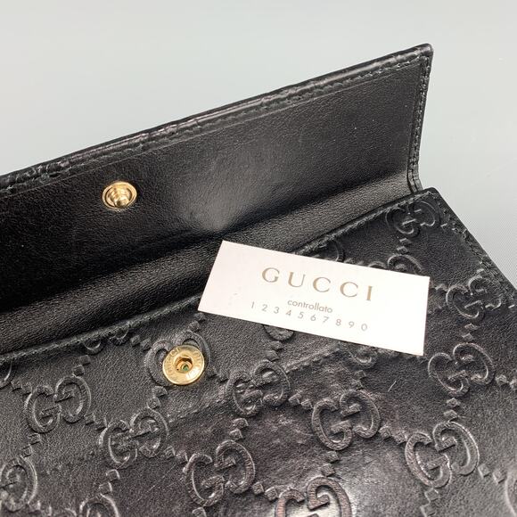 GUCCI Monogram Embossed Black Leather Checkbook Wallet - Picture 8 of 10